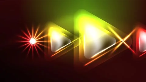 Techno neon triangles with light effects in the dark Stock Illustration