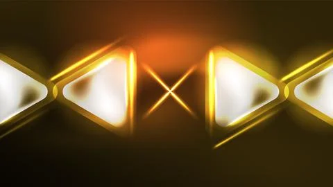 Techno neon triangles with light effects in the dark Illustrazione stock