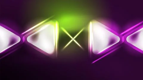 Techno neon triangles with light effects in the dark 스톡 일러스트