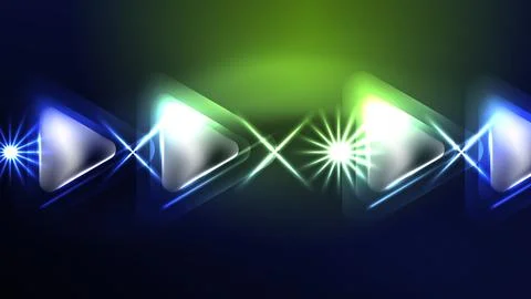 Techno neon triangles with light effects in the dark 스톡 일러스트