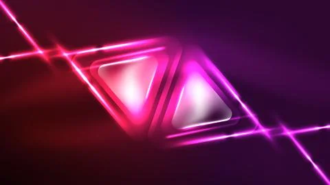 Techno neon triangles with light effects in the dark 스톡 일러스트