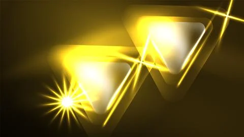 Techno neon triangles with light effects in the dark 스톡 일러스트