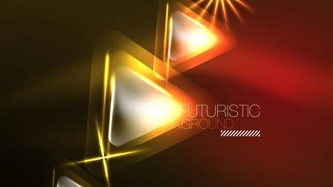 Techno neon triangles with light effects in the dark Illustrazione stock