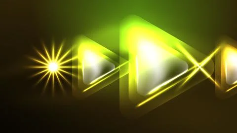 Techno neon triangles with light effects in the dark Illustrazione stock