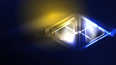 Techno neon triangles with light effects in the dark 스톡 일러스트