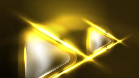 Techno neon triangles with light effects in the dark Stock Illustration
