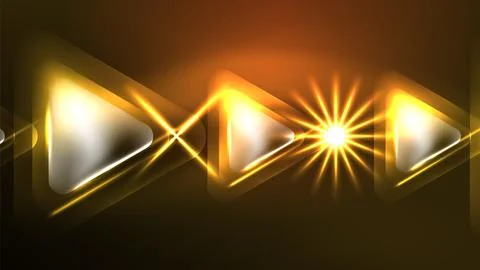 Techno neon triangles with light effects in the dark 스톡 일러스트