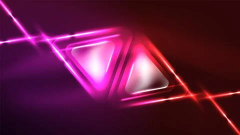 Techno neon triangles with light effects in the dark Stockillustratie
