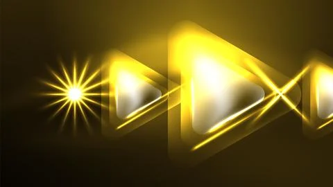 Techno neon triangles with light effects in the dark Stock Illustration