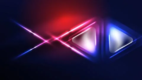 Techno neon triangles with light effects in the dark Stock Illustration