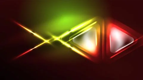 Techno neon triangles with light effects in the dark 스톡 일러스트