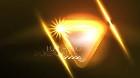 Techno neon triangles with light effects in the dark 스톡 일러스트