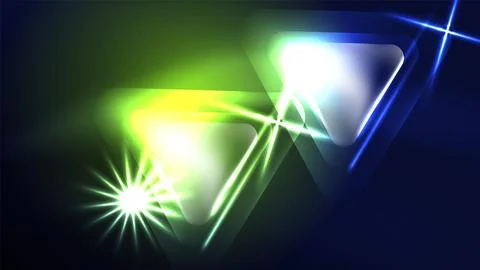 Techno neon triangles with light effects in the dark Illustrazione stock