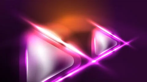Techno neon triangles with light effects in the dark Illustrazione stock