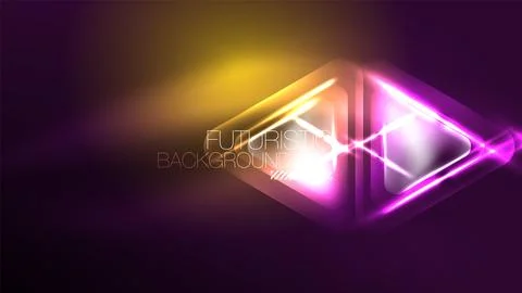 Techno neon triangles with light effects in the dark イラスト素材