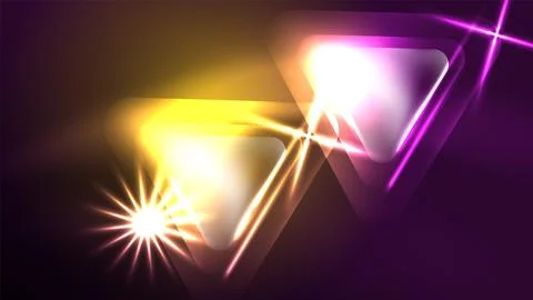 Techno neon triangles with light effects in the dark Illustrazione stock