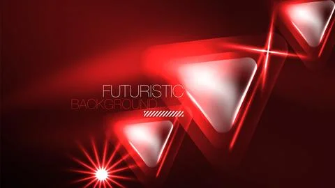 Techno neon triangles with light effects in the dark 스톡 일러스트