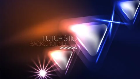 Techno neon triangles with light effects in the dark Illustrazione stock