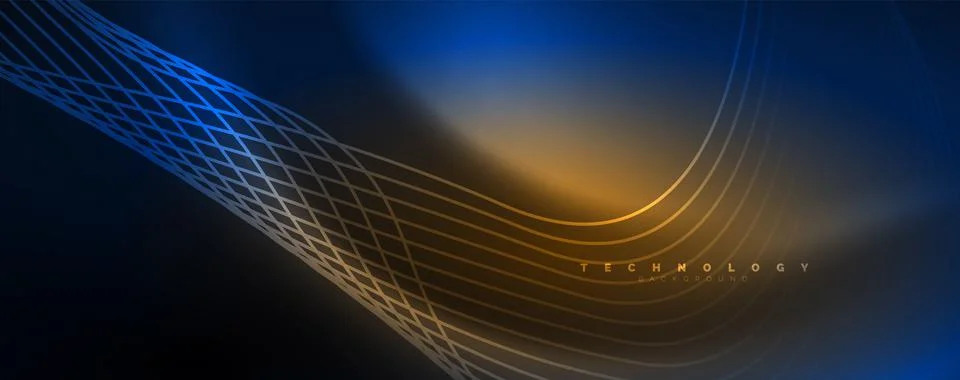 Techno neon wave lines, dynamic electric motion, speed concept. Templates for Stock Illustration