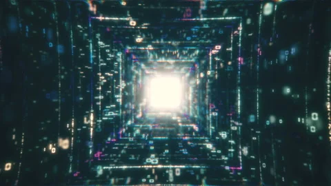 Techno Network Background Concept. A Flying Through Digital Data Tunnel Stock Footage 151559058