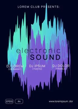 Techno Party. Wavy Art For Presentation. Wave Neon Event. Futuri Stock Illustration