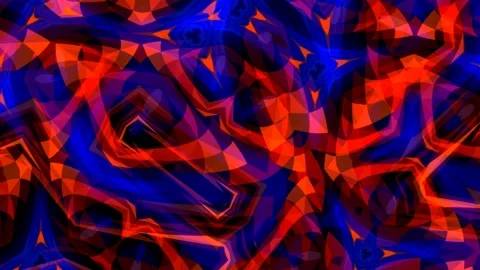 Techno Pixel Art Triangular Dark Red Blue VJ Visuals Stock Footage 144532242