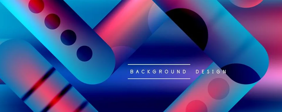 Techno round shapes, lines abstract background with glossy elements. Vector Stock Illustration
