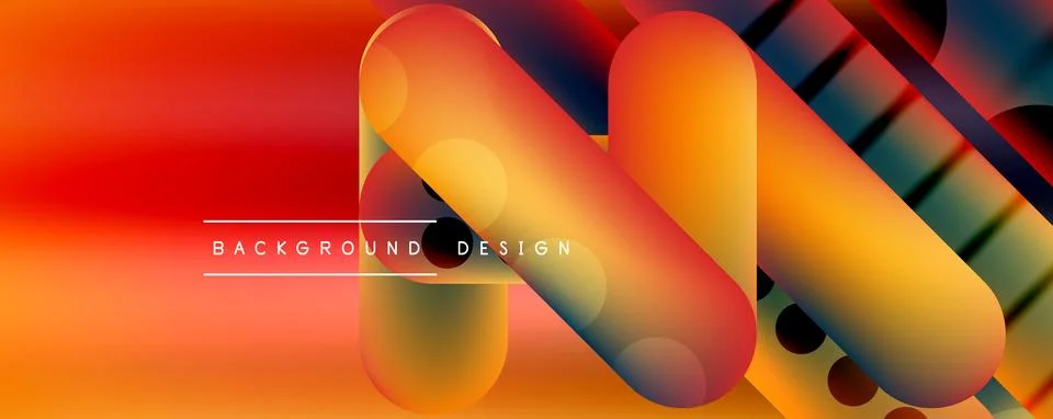 Techno round shapes, lines abstract background with glossy elements. Vector イラスト素材