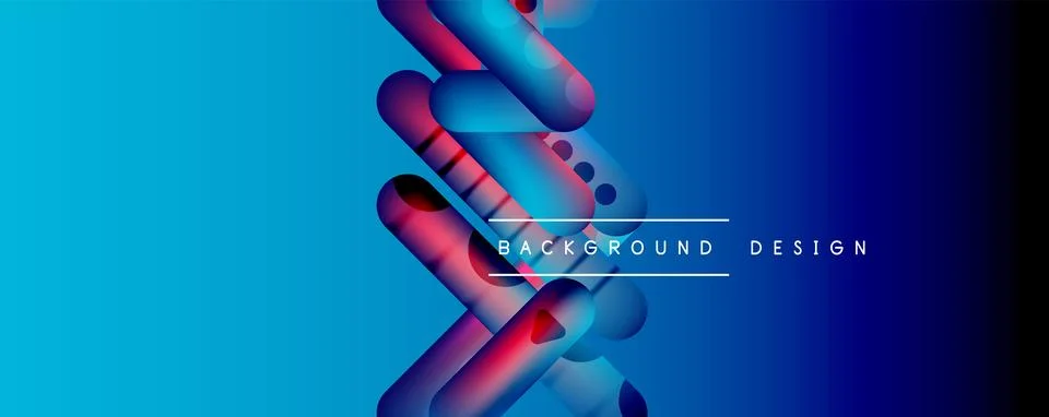 Techno round shapes, lines abstract background with glossy elements. Vector Stock Illustration
