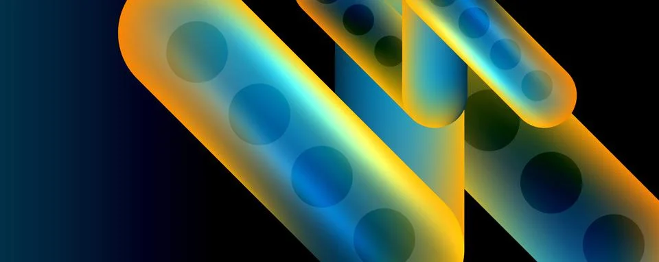 Techno round shapes, lines abstract background with glossy elements. Vector Stock Illustration