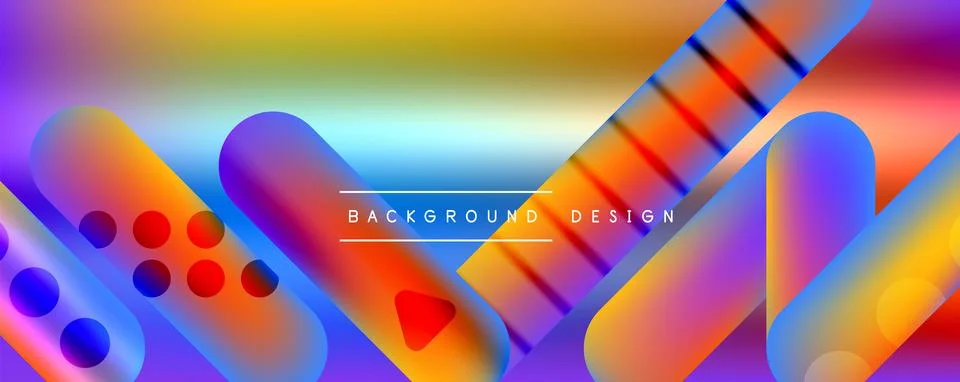 Techno round shapes, lines abstract background with glossy elements. Vector Stock Illustration