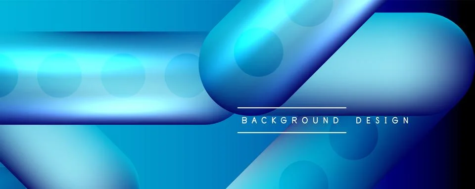 Techno round shapes, lines abstract background with glossy elements. Vector Stock Illustration