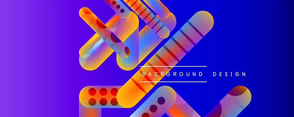 Techno round shapes, lines abstract background with glossy elements. Vector Stock Illustration