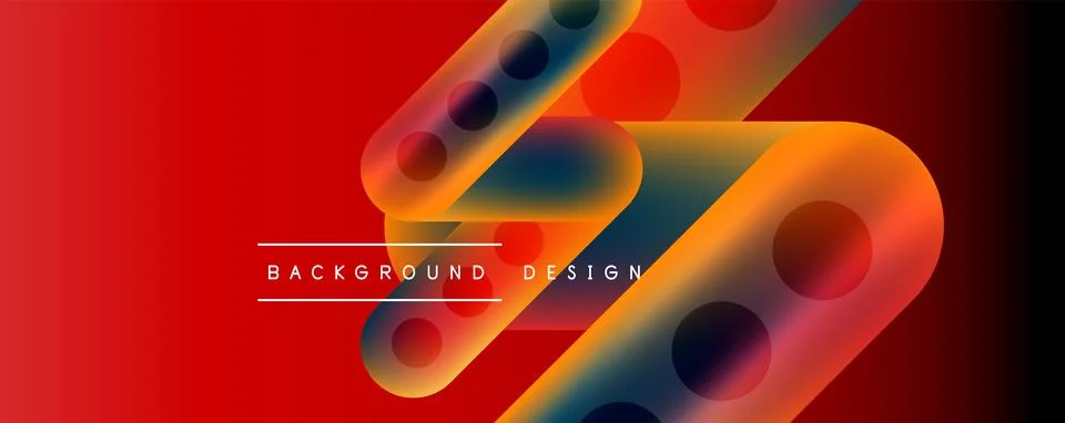 Techno round shapes, lines abstract background with glossy elements. Vector Illustrazione stock