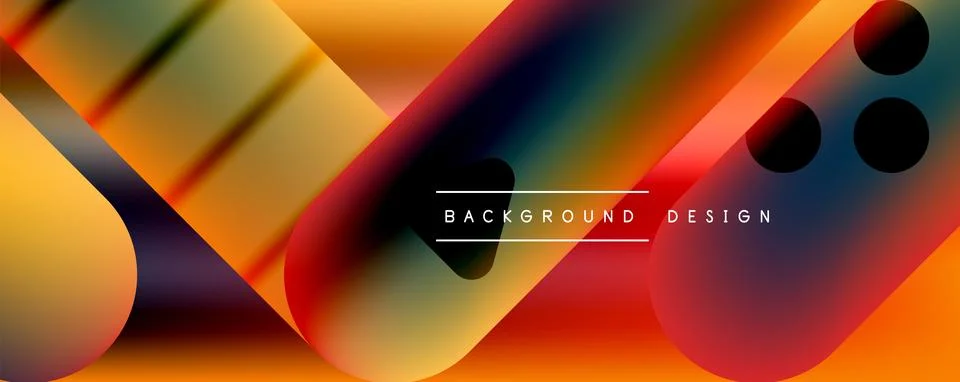 Techno round shapes, lines abstract background with glossy elements. Vector Stockillustratie