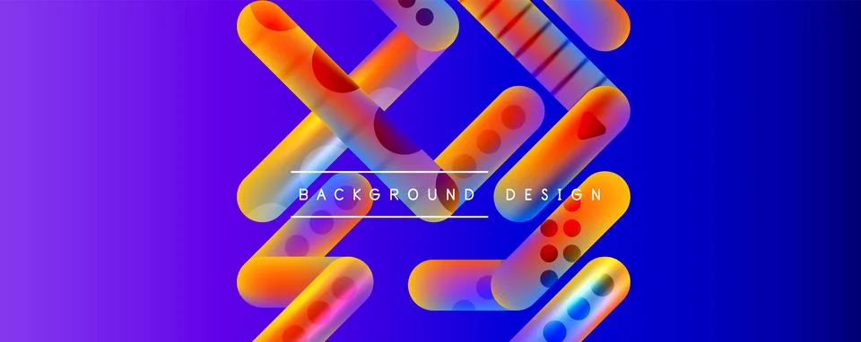 Techno round shapes, lines abstract background with glossy elements. Vector Stockillustratie