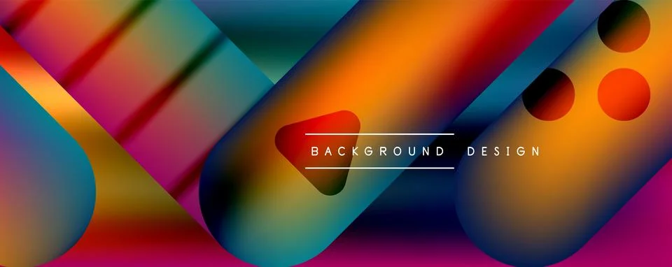 Techno round shapes, lines abstract background with glossy elements. Vector Stock Illustration
