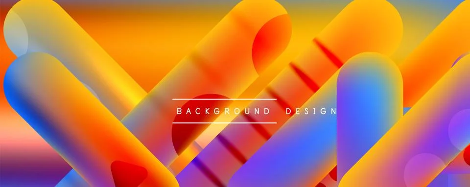 Techno round shapes, lines abstract background with glossy elements. Vector Stock Illustration