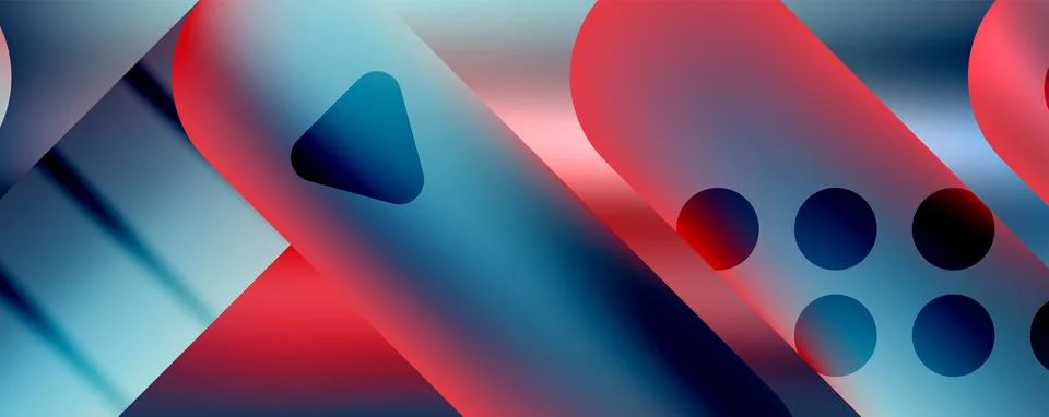 Techno round shapes, lines abstract background with glossy elements. Vector 스톡 일러스트