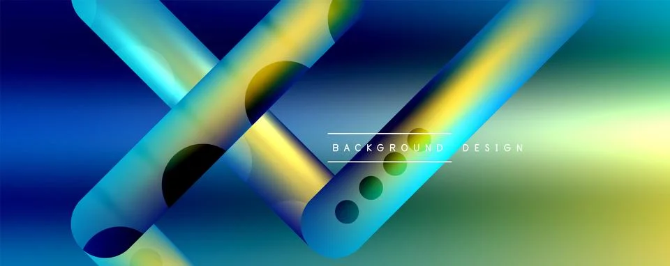 Techno round shapes, lines abstract background with glossy elements. Vector 스톡 일러스트