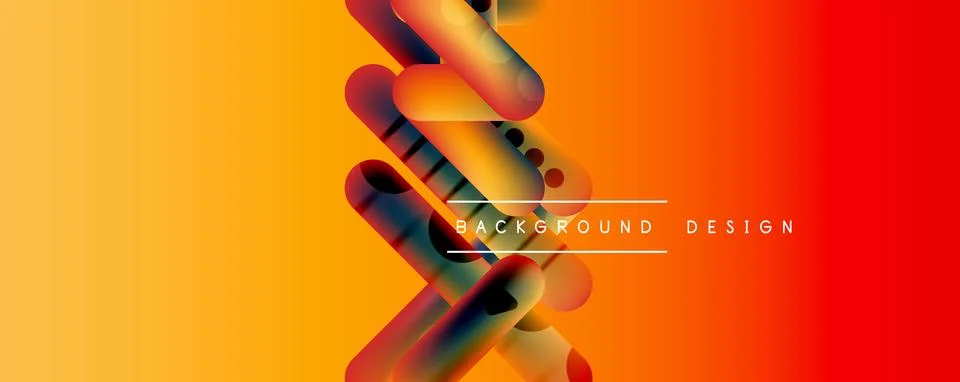 Techno round shapes, lines abstract background with glossy elements. Vector Stock Illustration