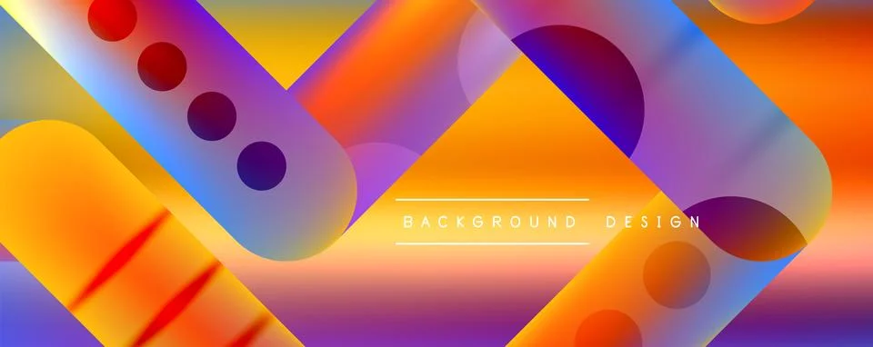 Techno round shapes, lines abstract background with glossy elements. Vector イラスト素材