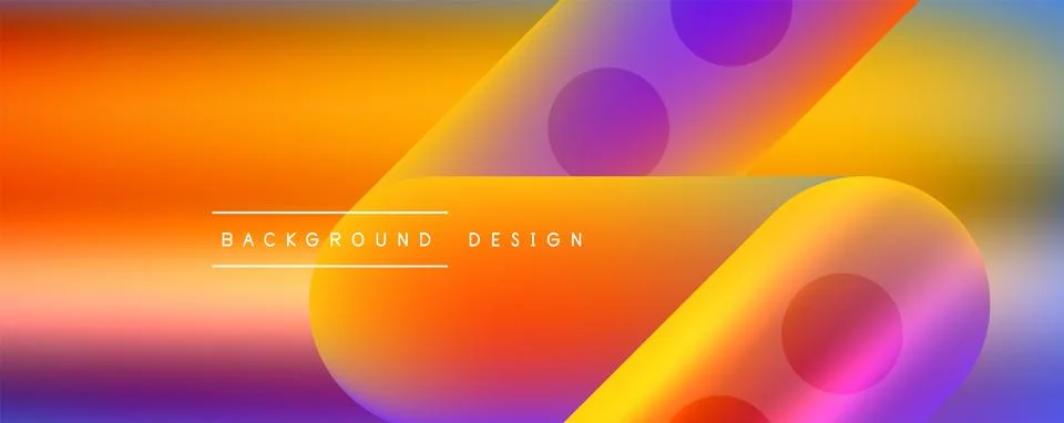 Techno round shapes, lines abstract background with glossy elements. Vector Stock Illustration