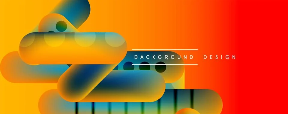 Techno round shapes, lines abstract background with glossy elements. Vector イラスト素材