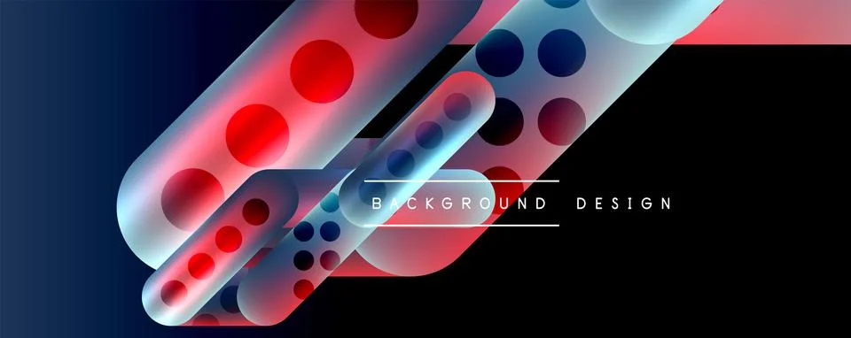 Techno round shapes, lines abstract background with glossy elements. Vector Illustrazione stock