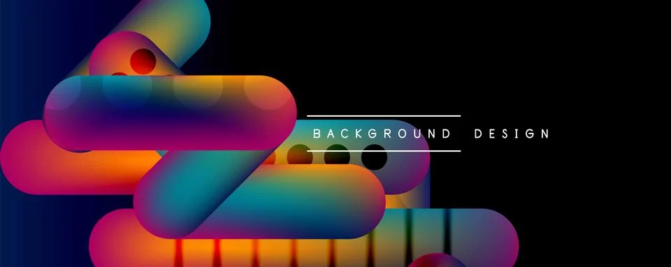 Techno round shapes, lines abstract background with glossy elements. Vector イラスト素材