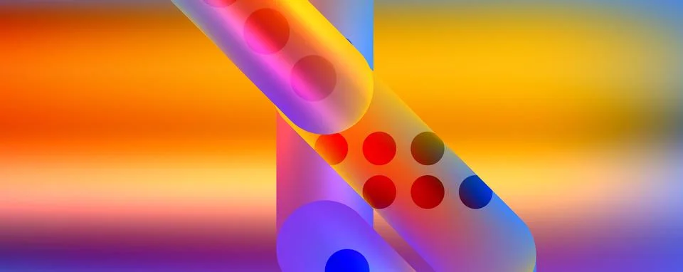Techno round shapes, lines abstract background with glossy elements. Vector 스톡 일러스트