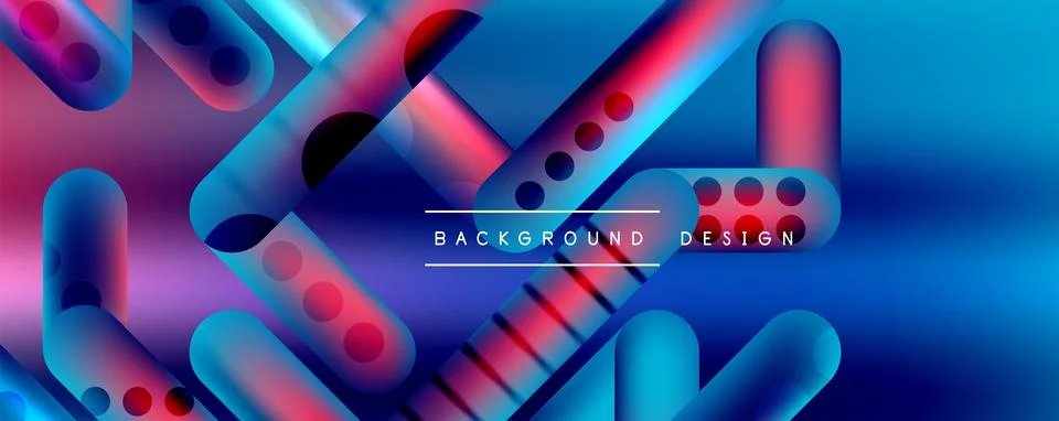 Techno round shapes, lines abstract background with glossy elements. Vector イラスト素材