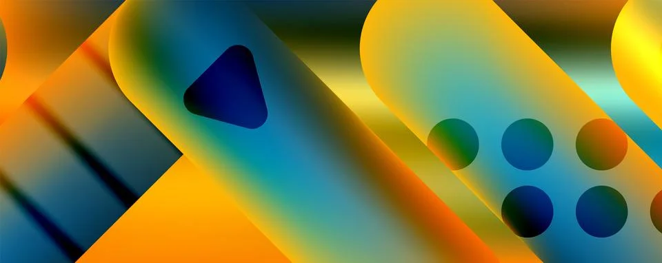 Techno round shapes, lines abstract background with glossy elements. Vector イラスト素材