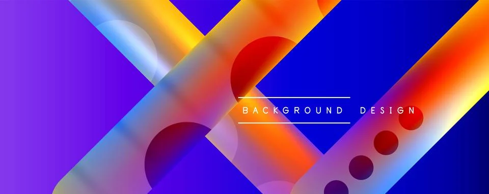 Techno round shapes, lines abstract background with glossy elements. Vector Stock Illustration